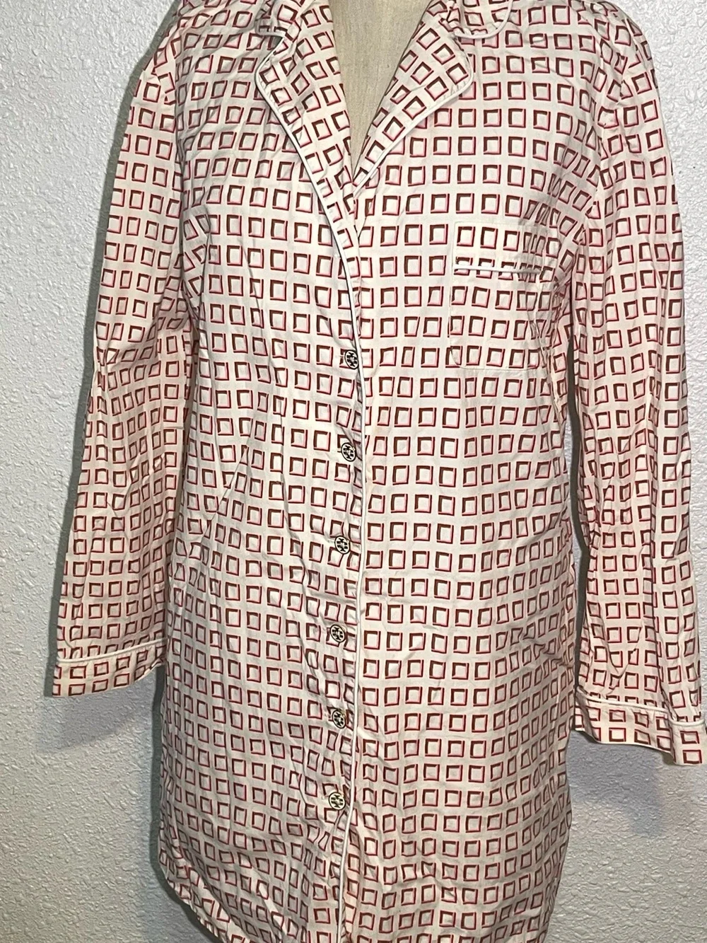 Tory Burch Mireille women’s stretch cotton pajama shirt size large